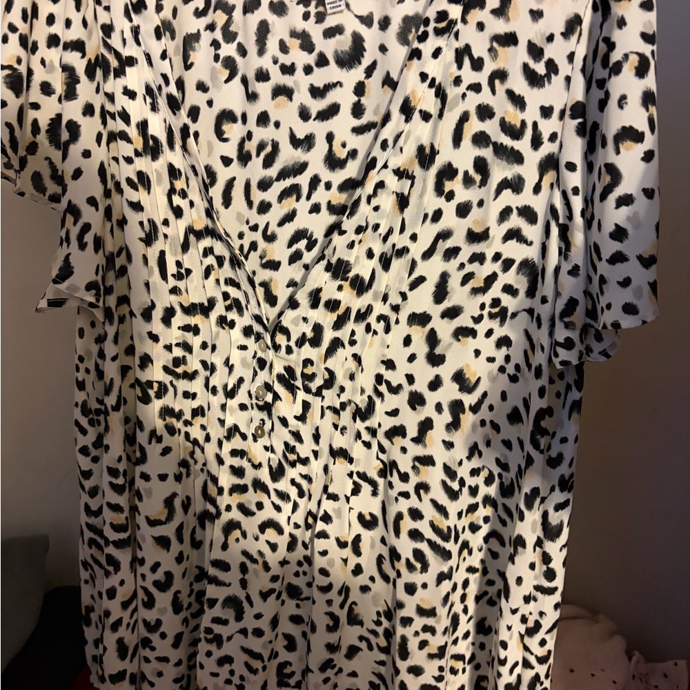 Rose & Olive Black and White Animal Print Blouse